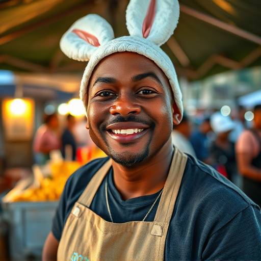 A street food vendor in Johannesburg, smiling while preparing a Bunny Chow